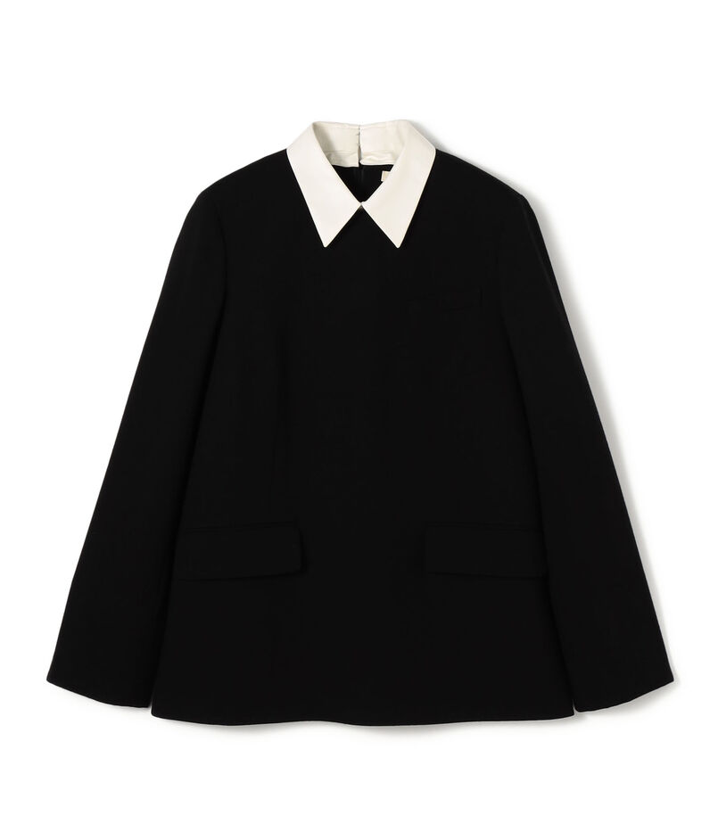 ウールジョーゼット ボクシー プルオーバーブラウス