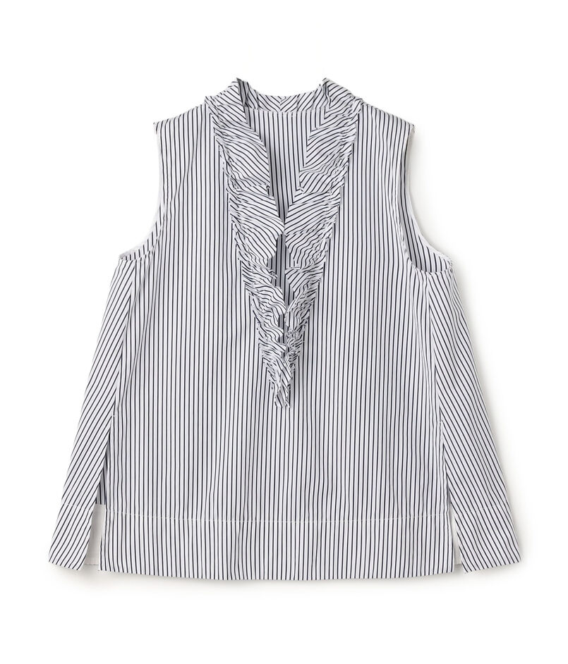 【WEB先行予約】コットンタイプライター フリルノースリーブブラウス