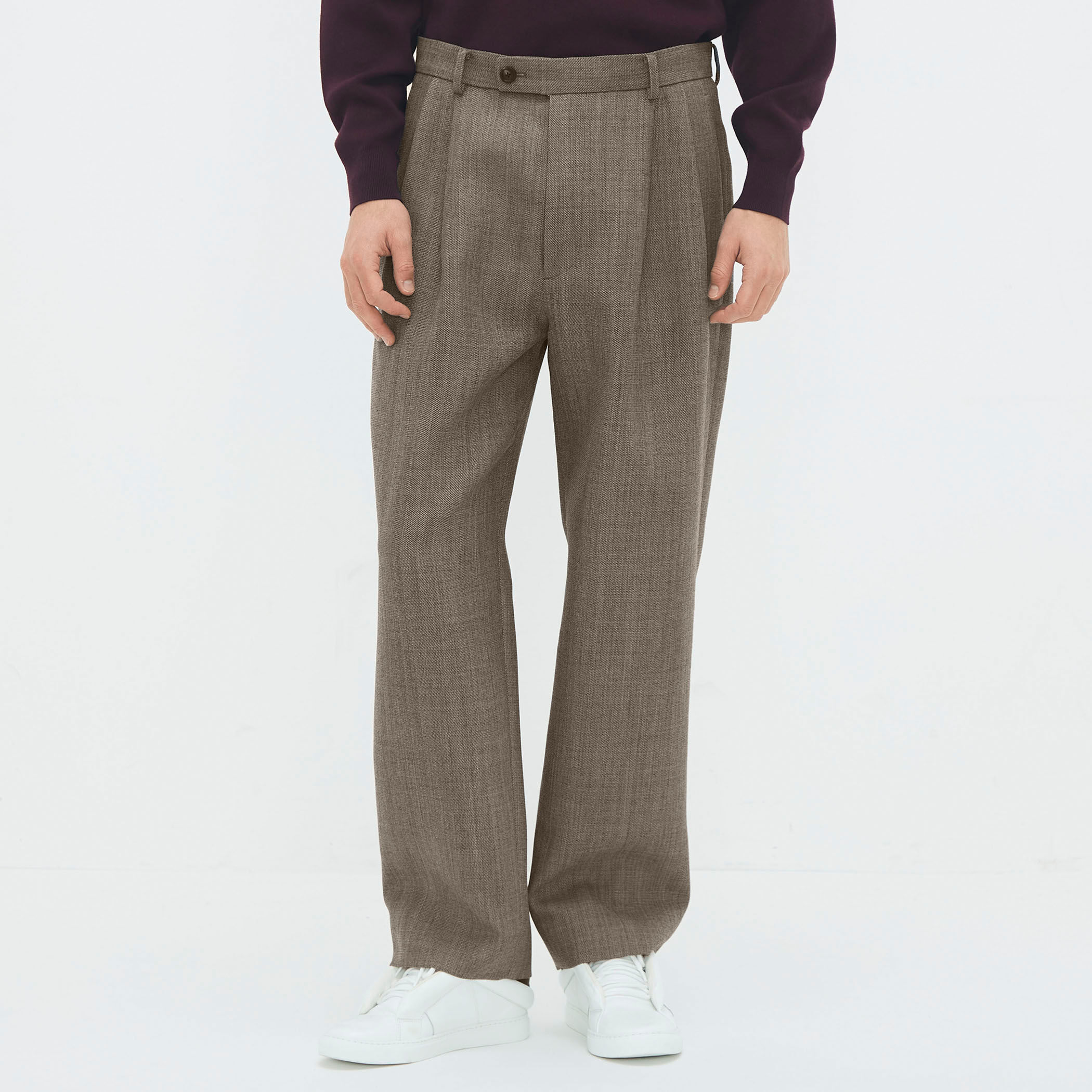 ウールダブルクロス 2タックワイドテーパードパンツ｜トゥモローランド