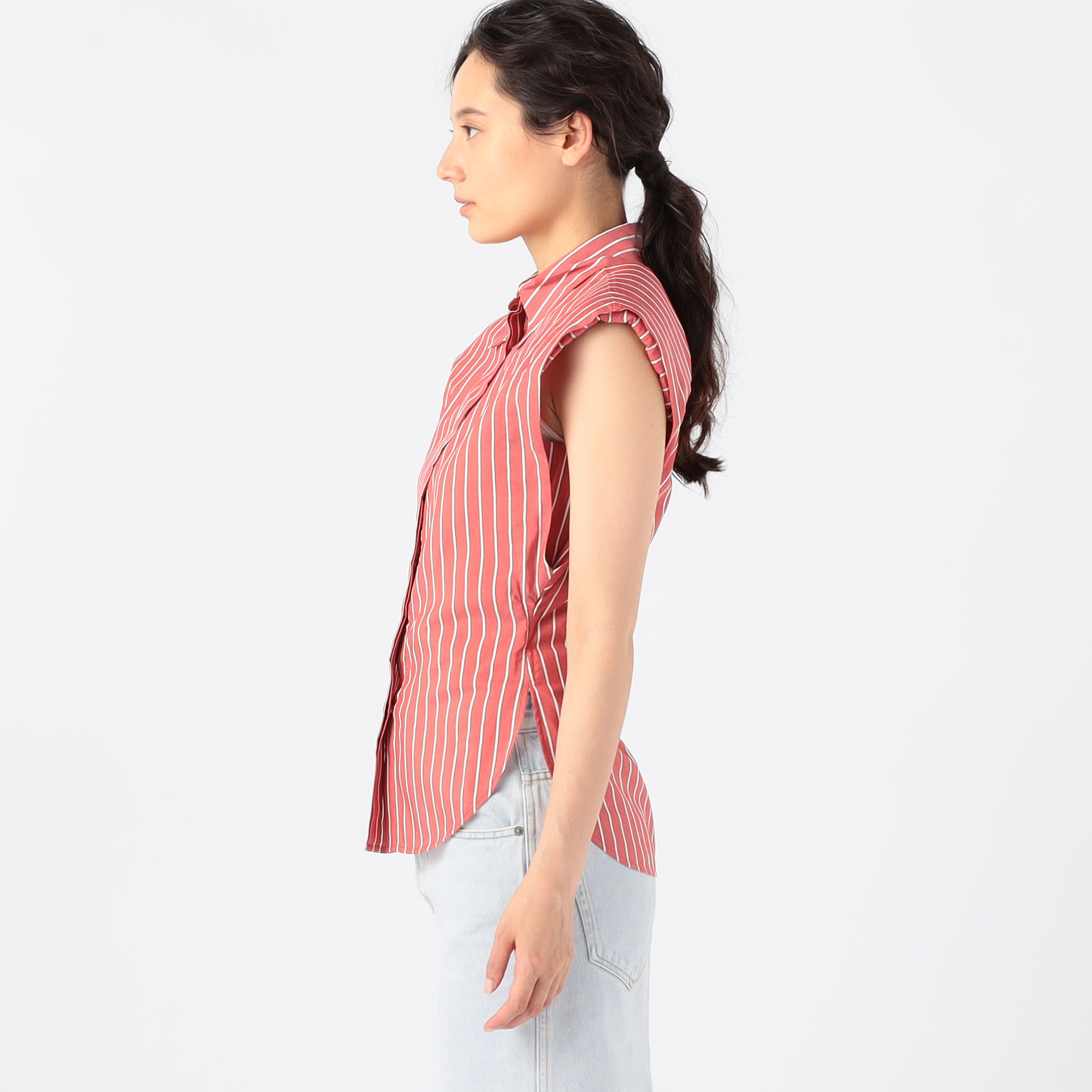 ISABEL MARANT ENZA シルクストライプ ノースリーブシャツ