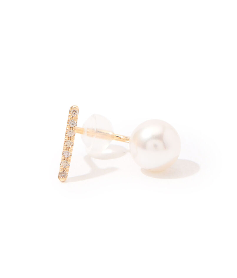 Hirotaka ショートバー ダイヤモンド ピアス