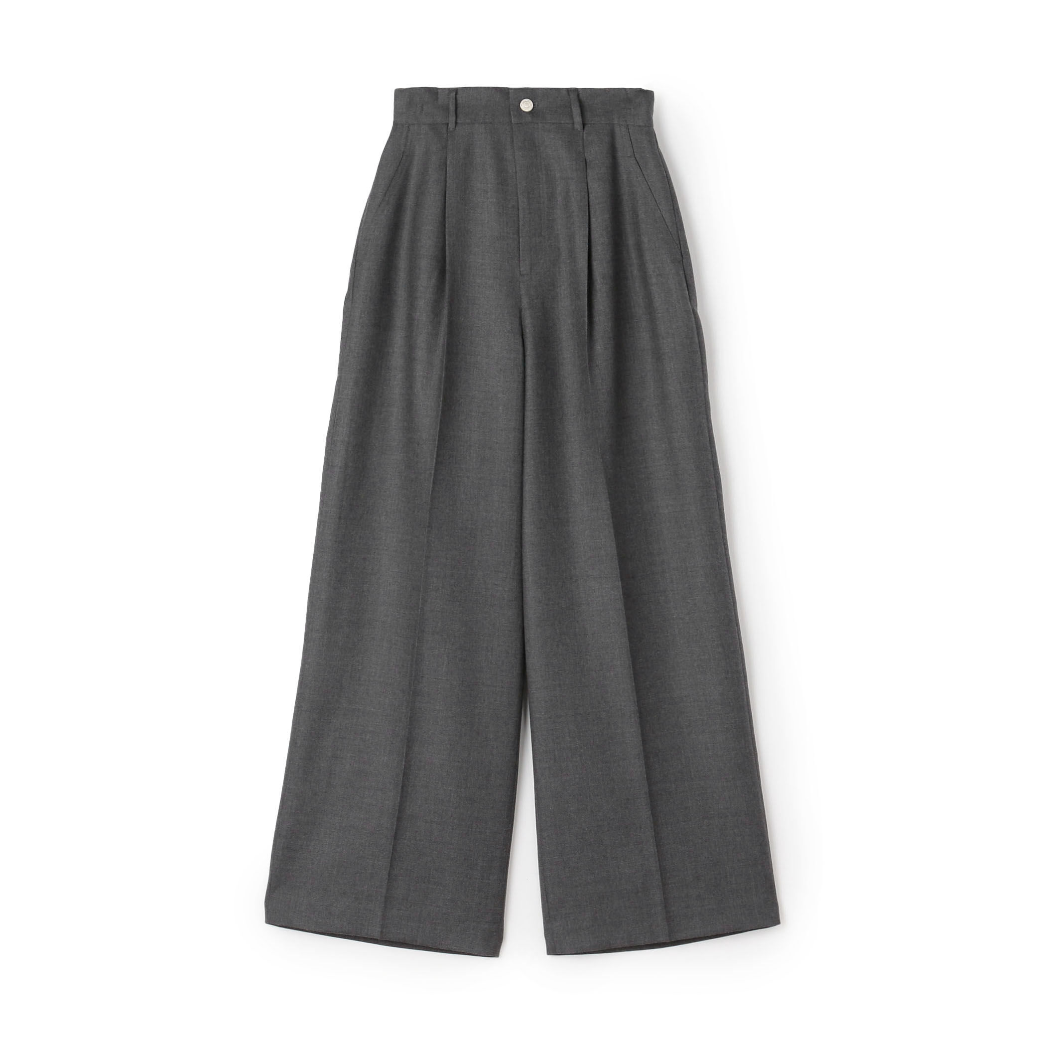 ウールナチュラルストレッチ タックワイドパンツ