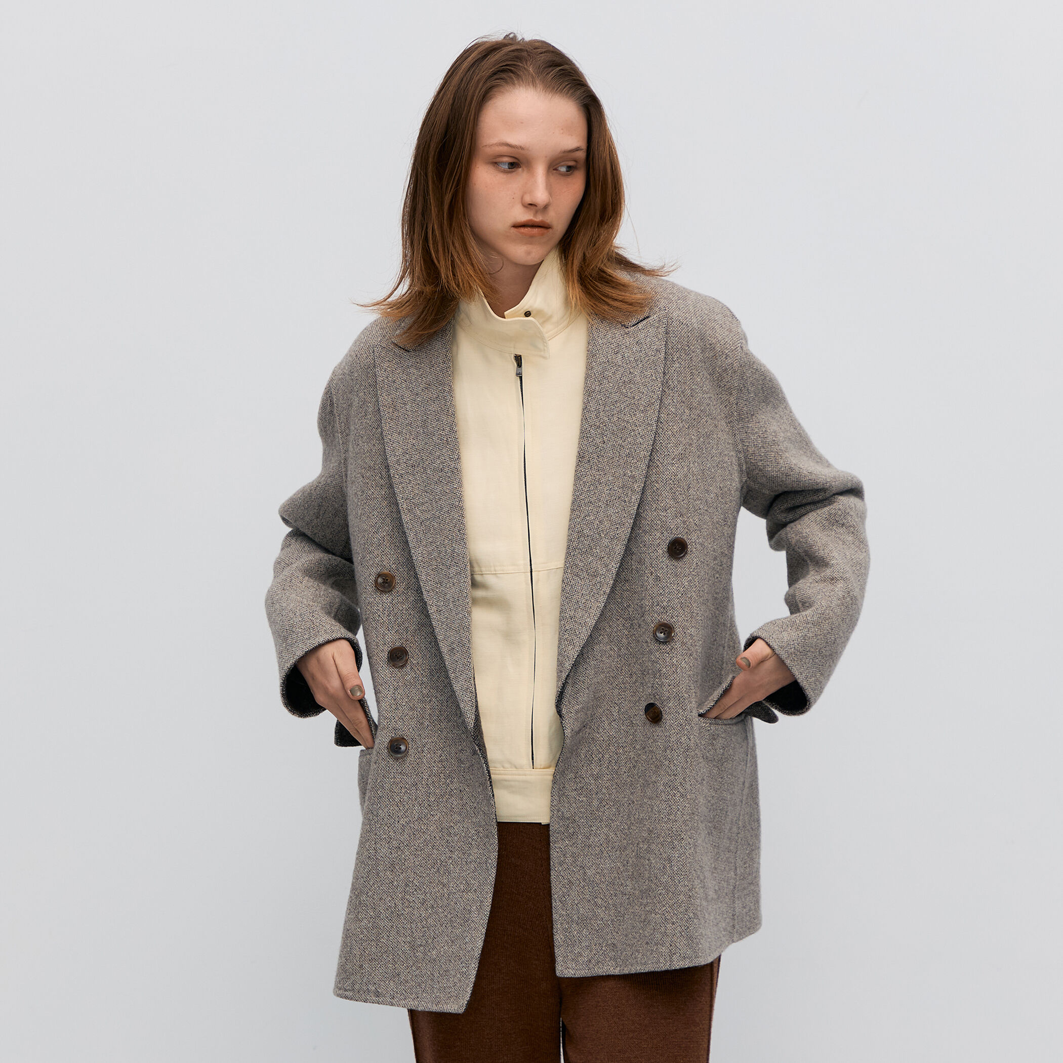 オートミールダブルフェイス リバージャケットコート