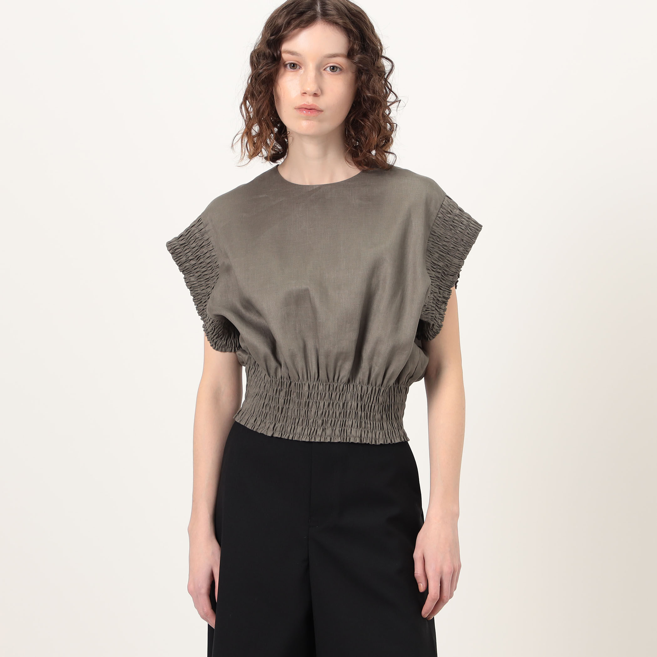 HYKE  TAFFETA SHIRRED TOP ブラウス HYKE TAFFETA SHIRRED TOP ブラウス