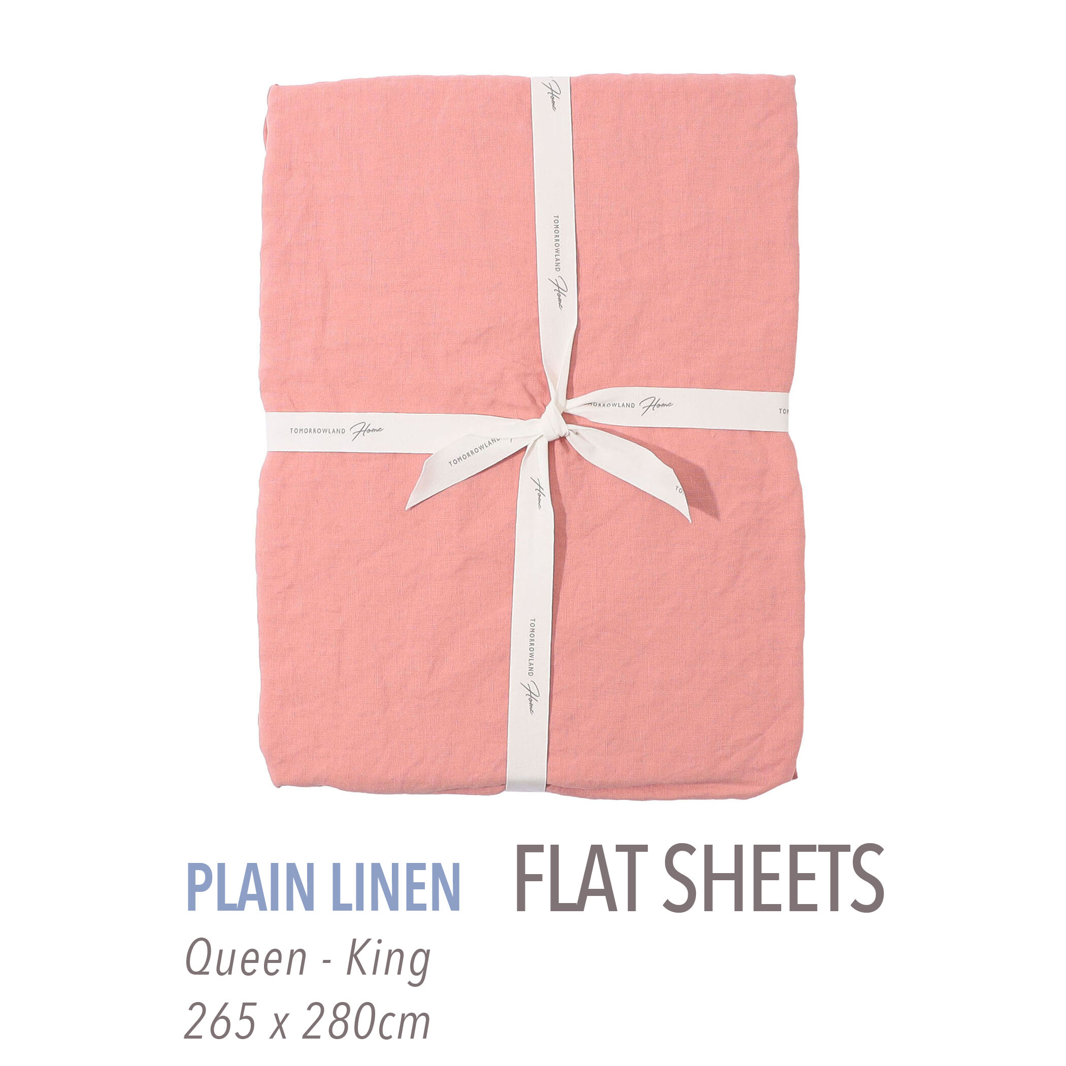 プレーンリネン フラットシーツ（クイーン～キング