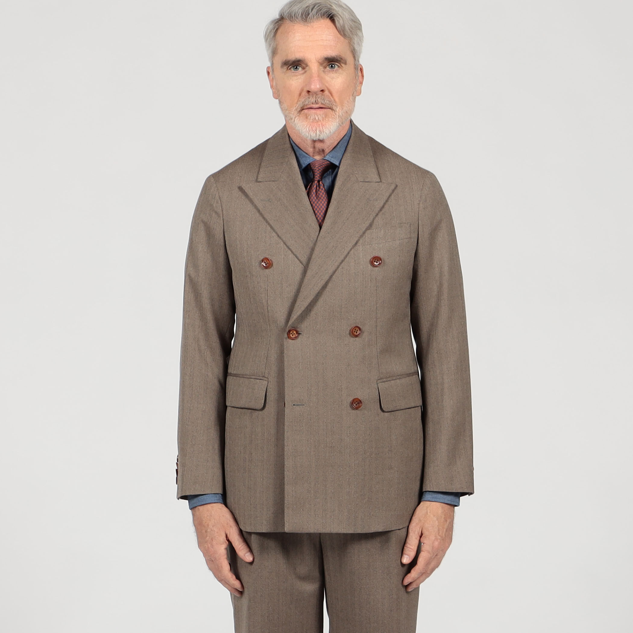 ウールヘリンボーン ダブルブレステッド6Bジャケット