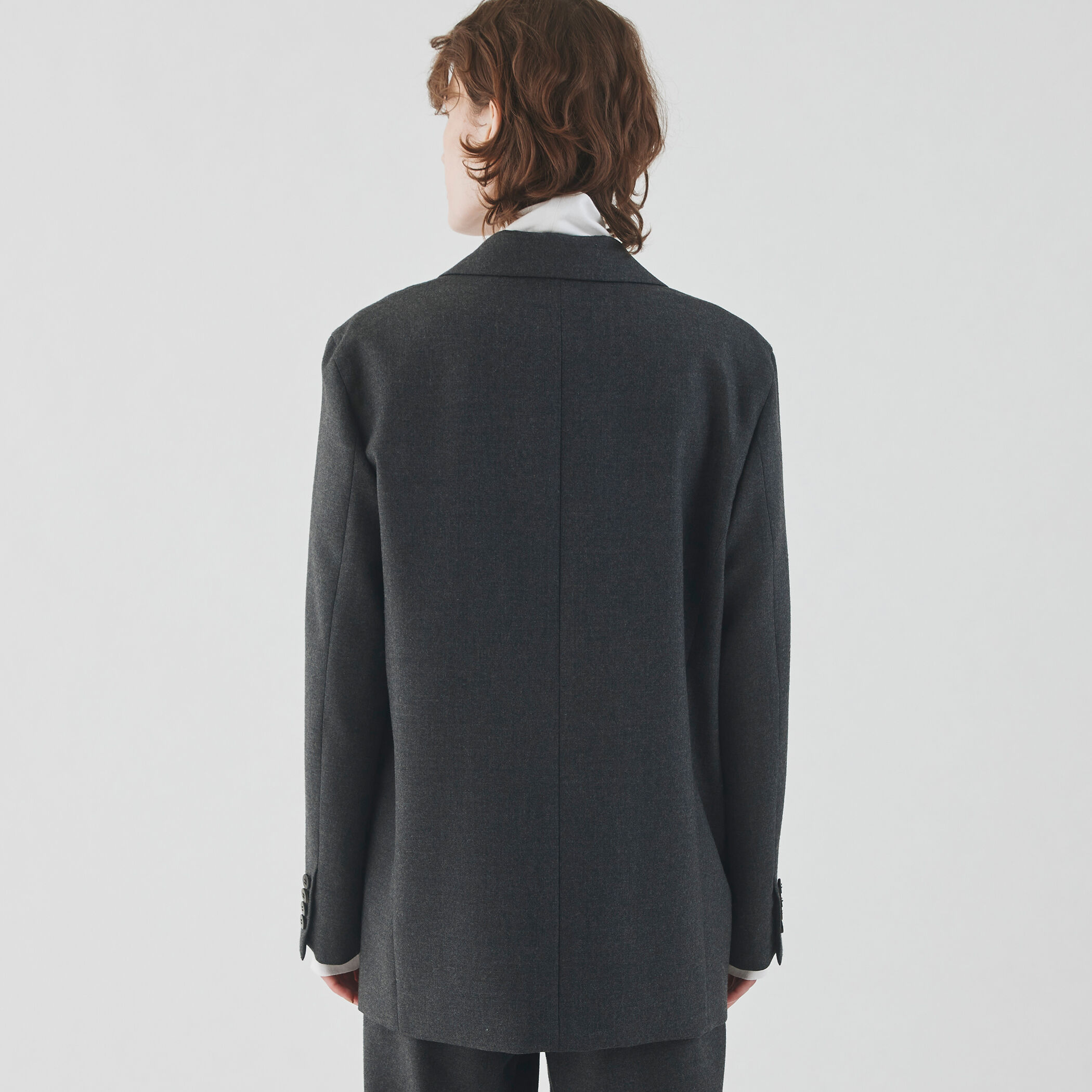 ss2347 美品 ランチェッティ ベロア ノーカラージャケット 黒 42 360度ストレッチノーカラージャケット（ノーカラージャケット