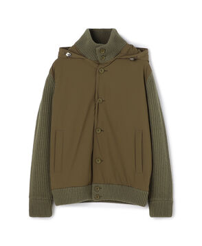 HERNO ナイロンコンビ フーデッド ニットブルゾン