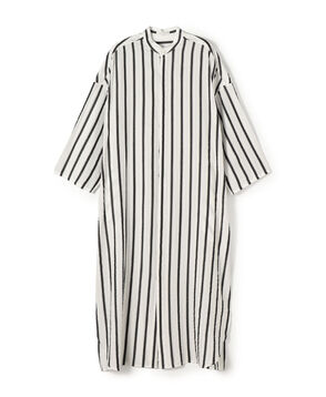 【WEB先行予約】ソフトストライプ スタンドカラーシャツワンピース