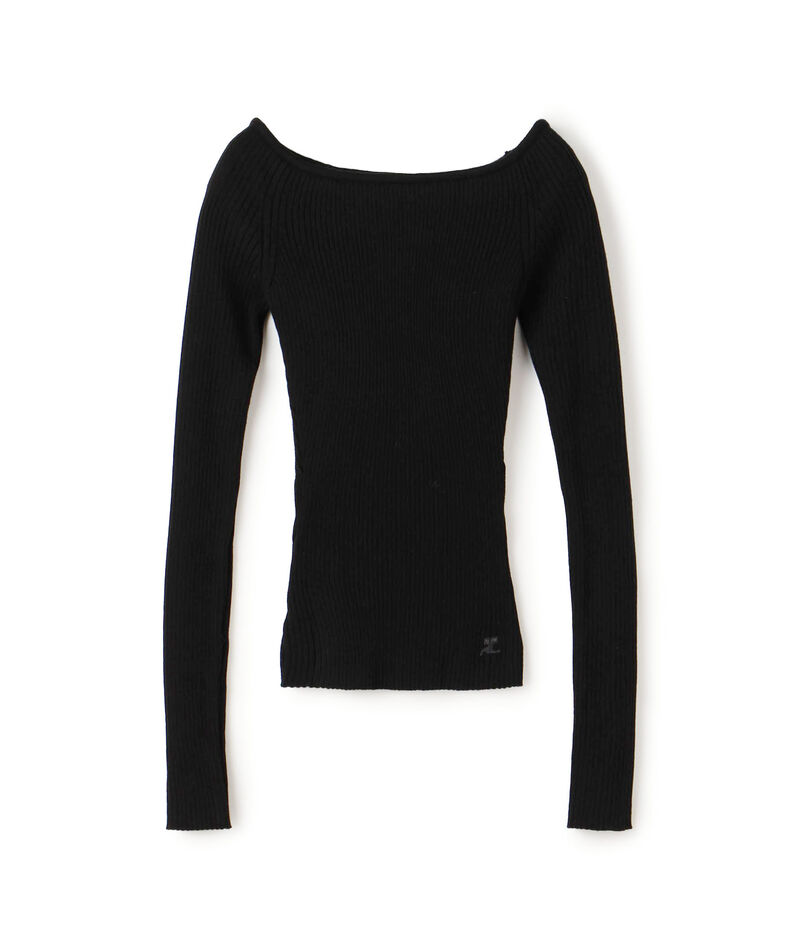 Courreges OFF SHOULDER RIB KNIT TOP