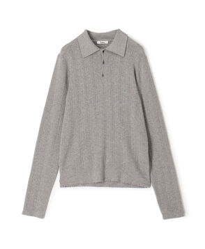 コットンカシミヤ ロングスリーブ ニットポロ