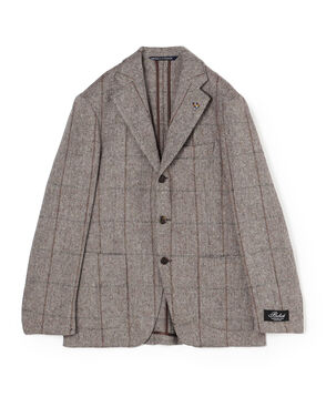 Belvest ウールヘリンボーンオーバーペーン シングルブレステッド3Bジャケット