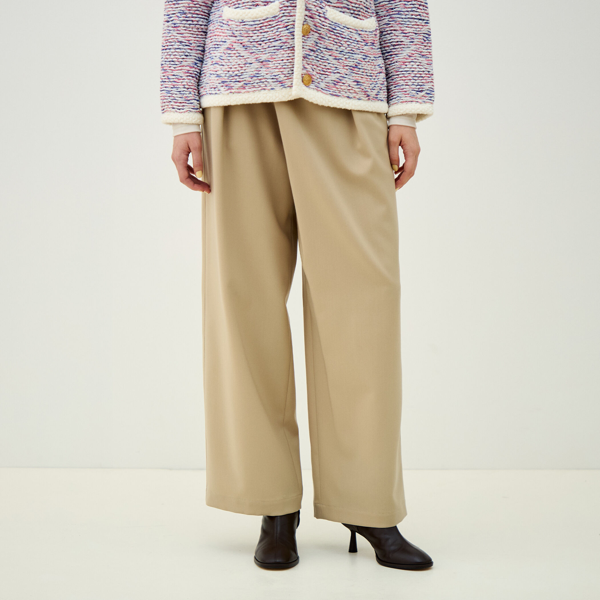 ポリエステルウールドスキン アシンメトリーパンツ｜トゥモローランド