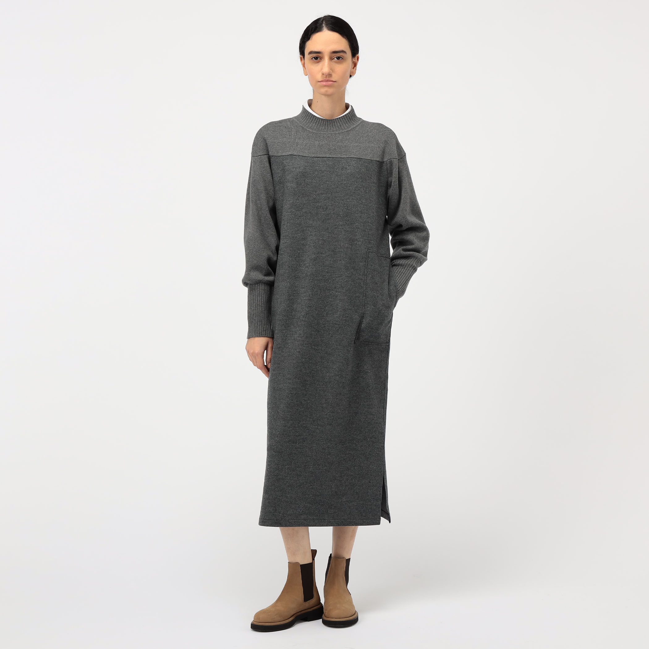 ニットコンビジャージー ハイネックワンピース｜トゥモローランド 公式通販