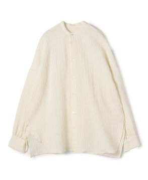 エアリーサッカー スタンドカラーロングシャツ