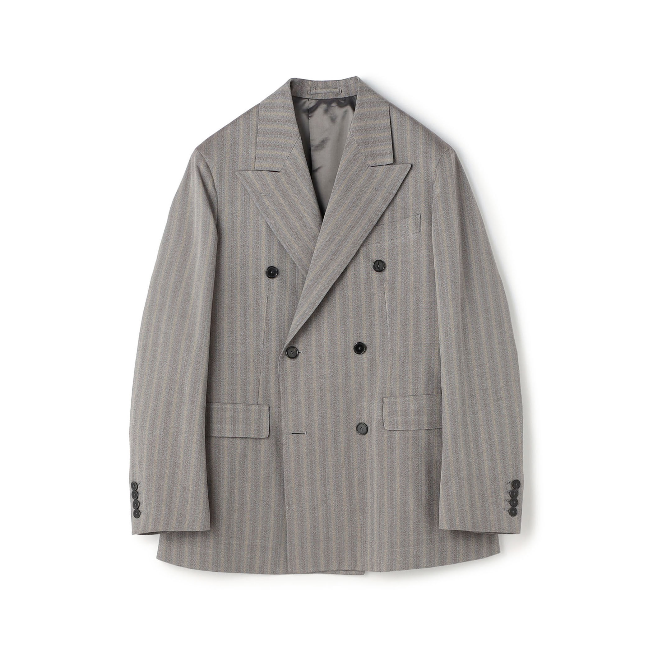 美品 トゥモローランド テーラードジャケット ヘリンボーン コットン ブラウン SILK AIR GREY ノッチドカラージャケット｜トゥモローランド