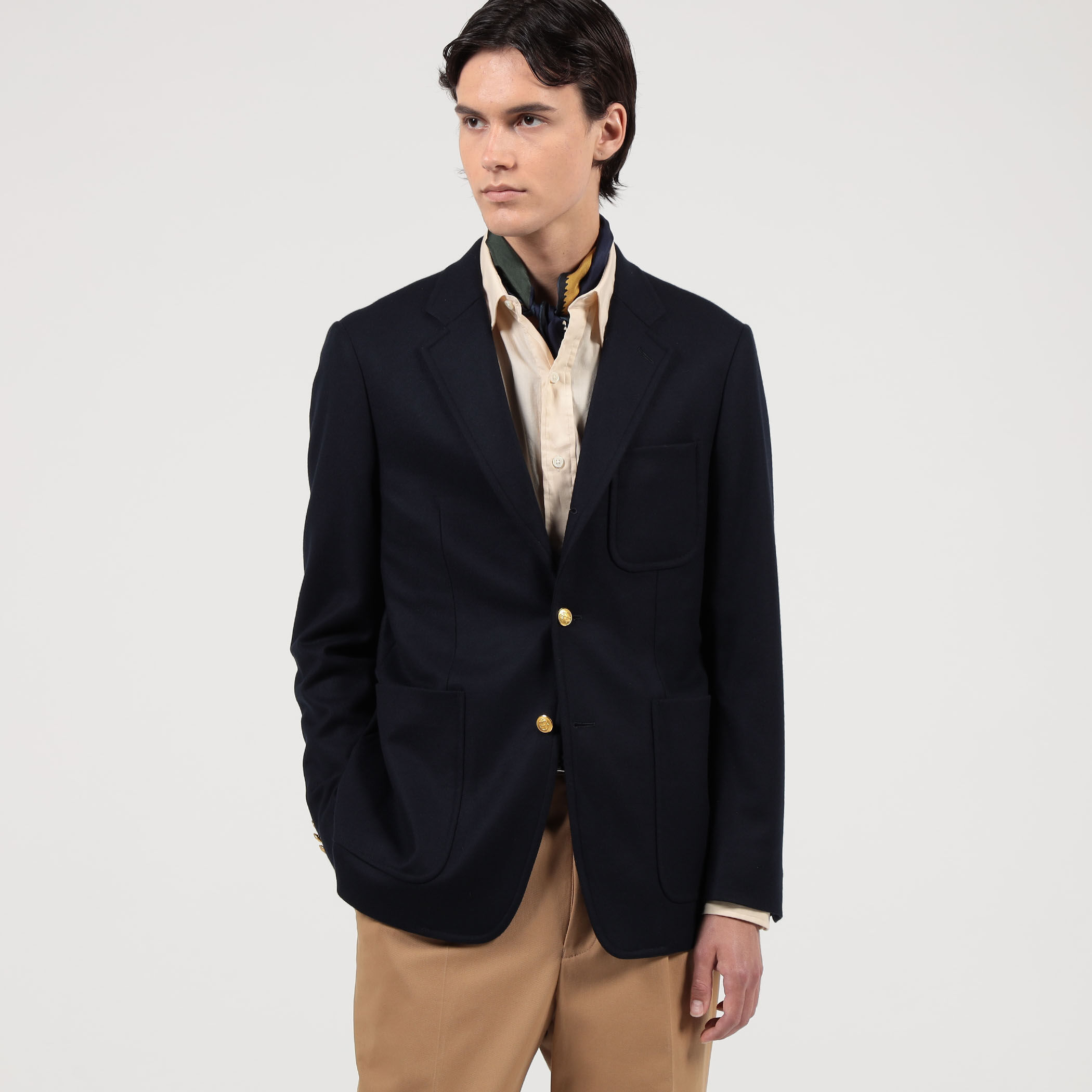 カレッジフランネルウール シングルブレステッド メタル釦 3B