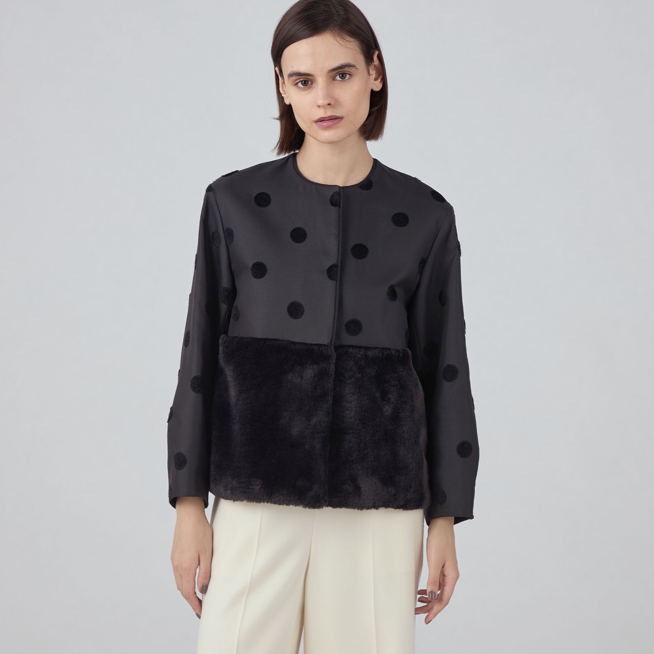 モールドット ファーペプラムジャケット｜トゥモローランド 公式通販