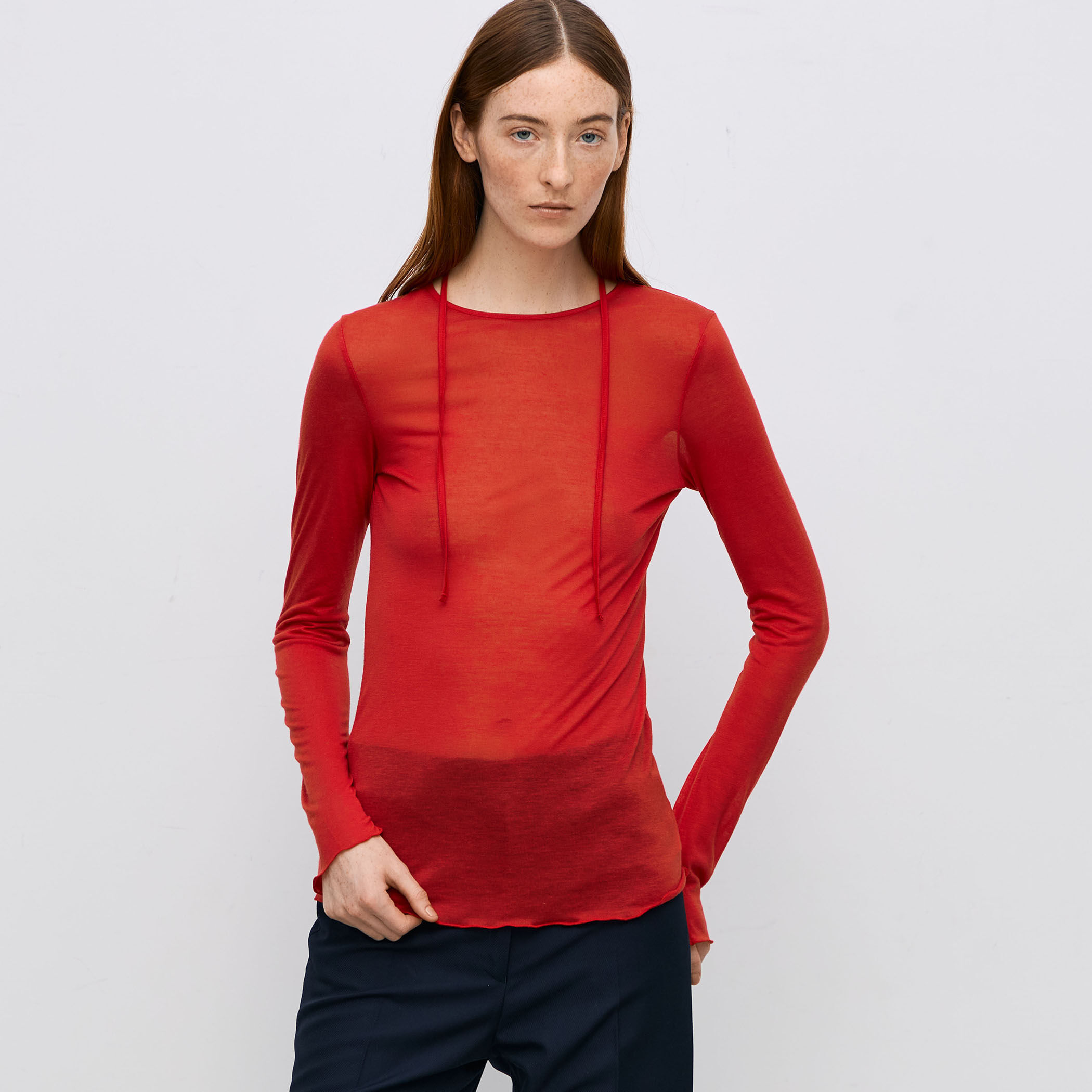 BACCA バッカ　テンセルシルク ベーシックカットソー　白　S BACCA tシャツ テンセルシルク ベーシックカットソー レディース