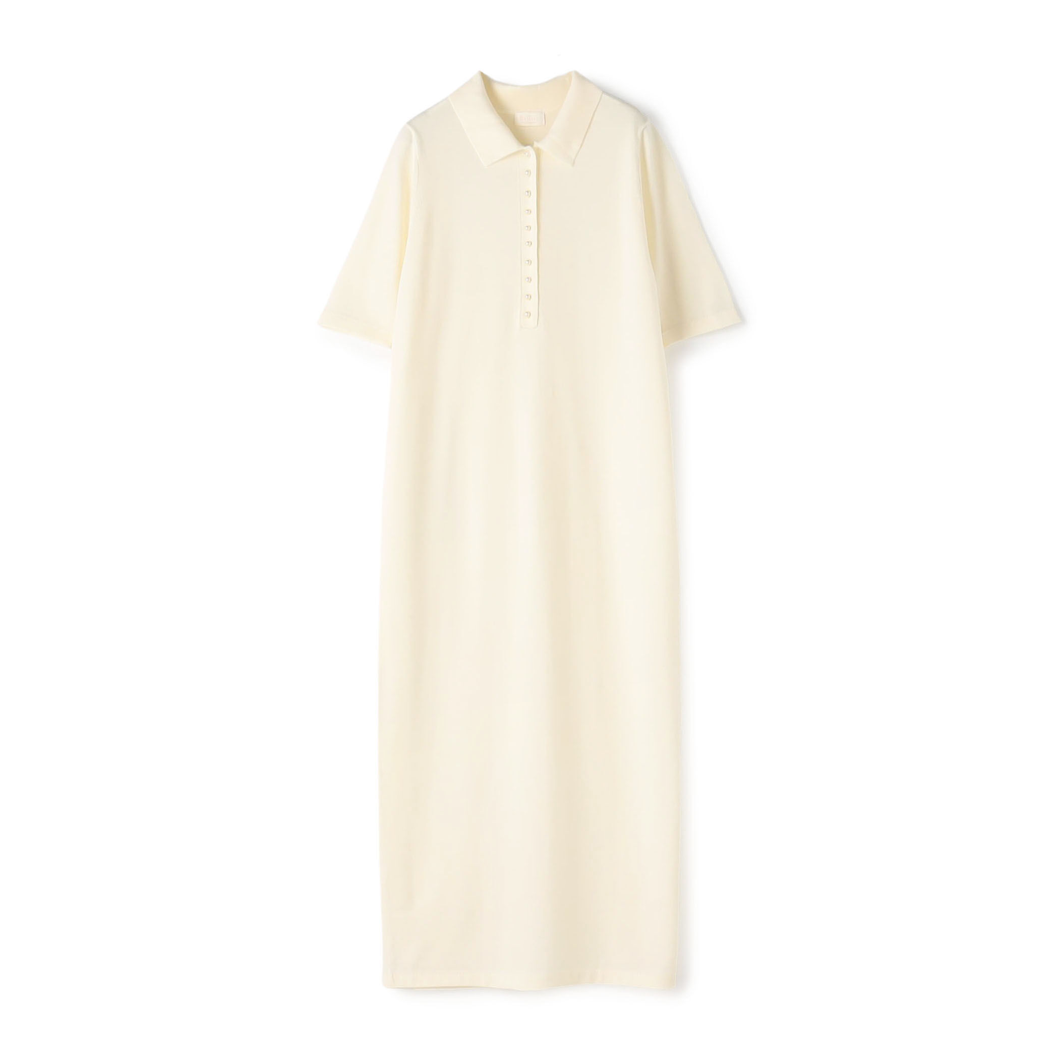ウールポリエステルパールコンビ ポロロングワンピース
