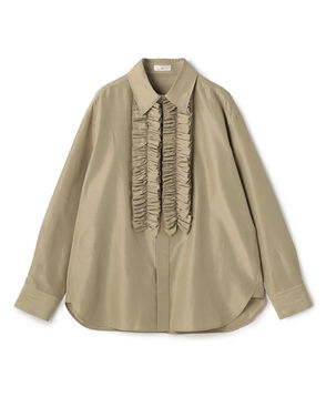 シルクコットンクロス フロントフリルシャツ