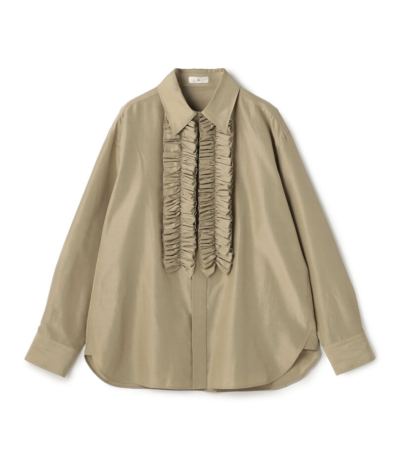 シルクコットンクロス フロントフリルシャツ