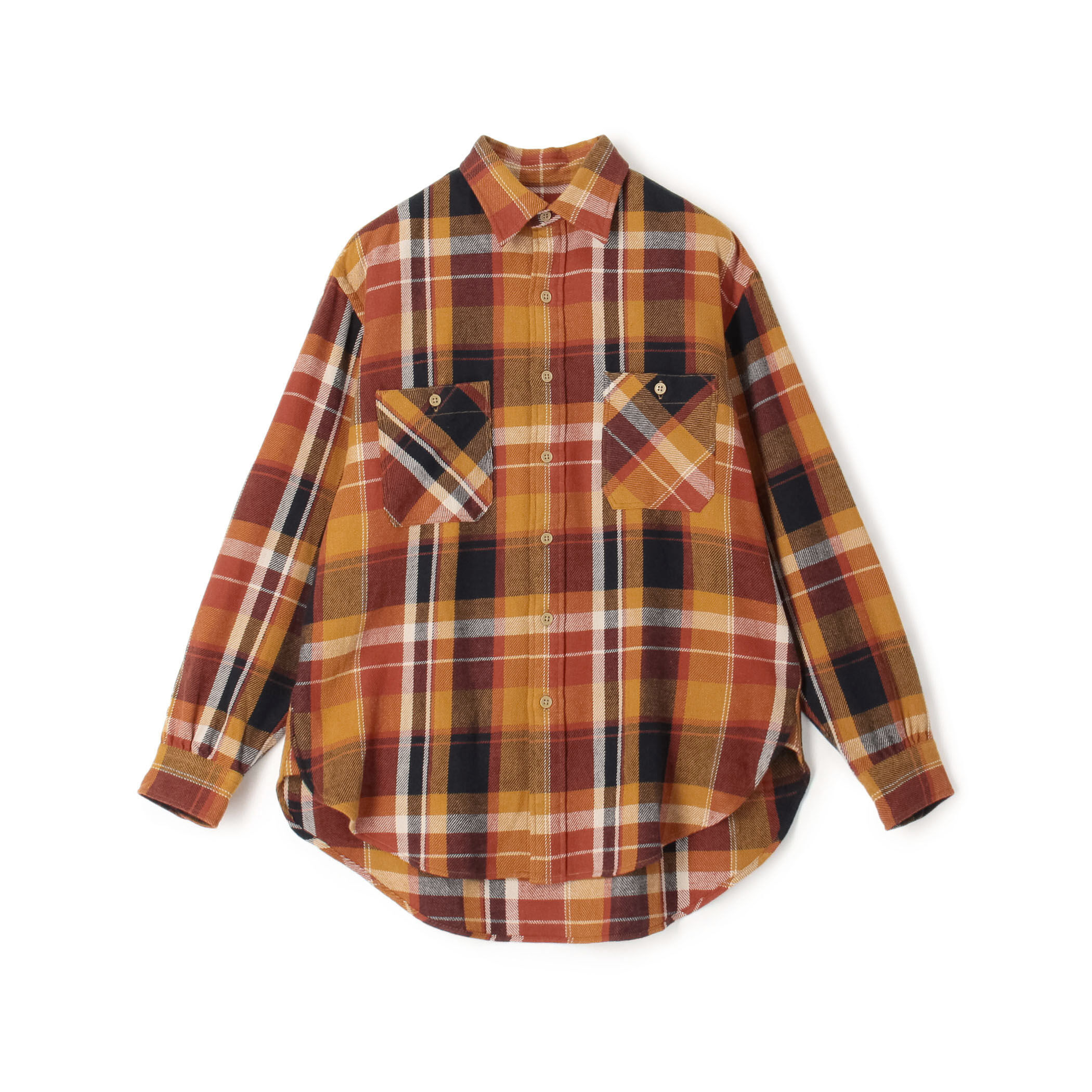 コットンビエラチェック ダブルポケット ロングスリーブシャツ