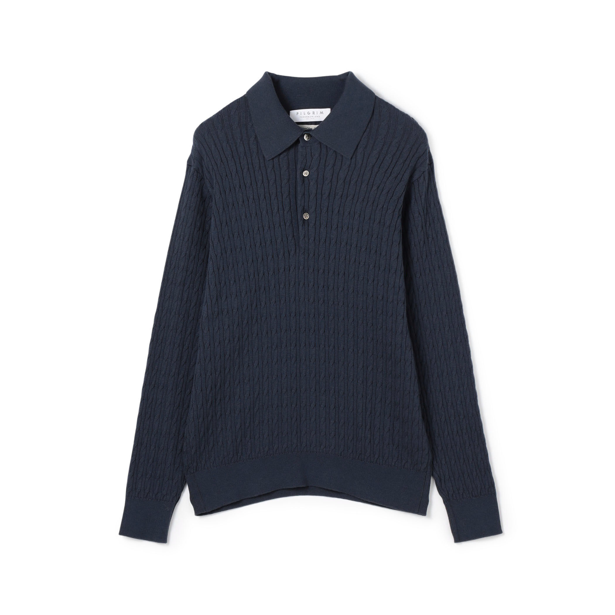 コットンシルク ポロカラー ケーブルニット｜トゥモローランド 公式通販