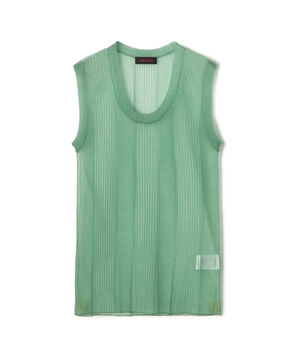 シアーナイロン ランダムリブノースリーブプルオーバー