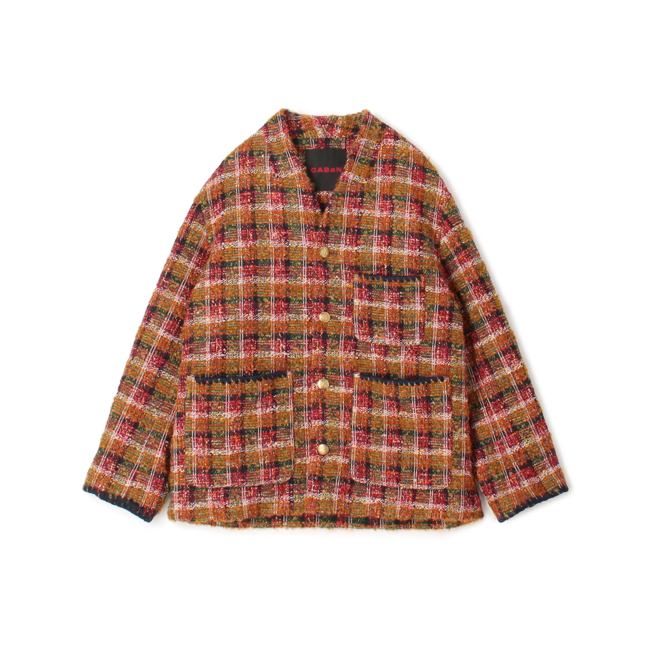 【美品】CABaN(キャバン)コットンポリエステルジャージージャケット/チェック CABaN リネン チェック3Pジャケット | CABaN/キャバン