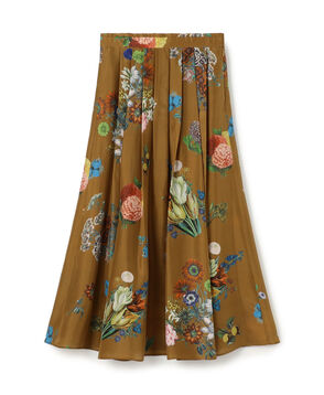 シルク BOUQUETプリント フレアスカート
