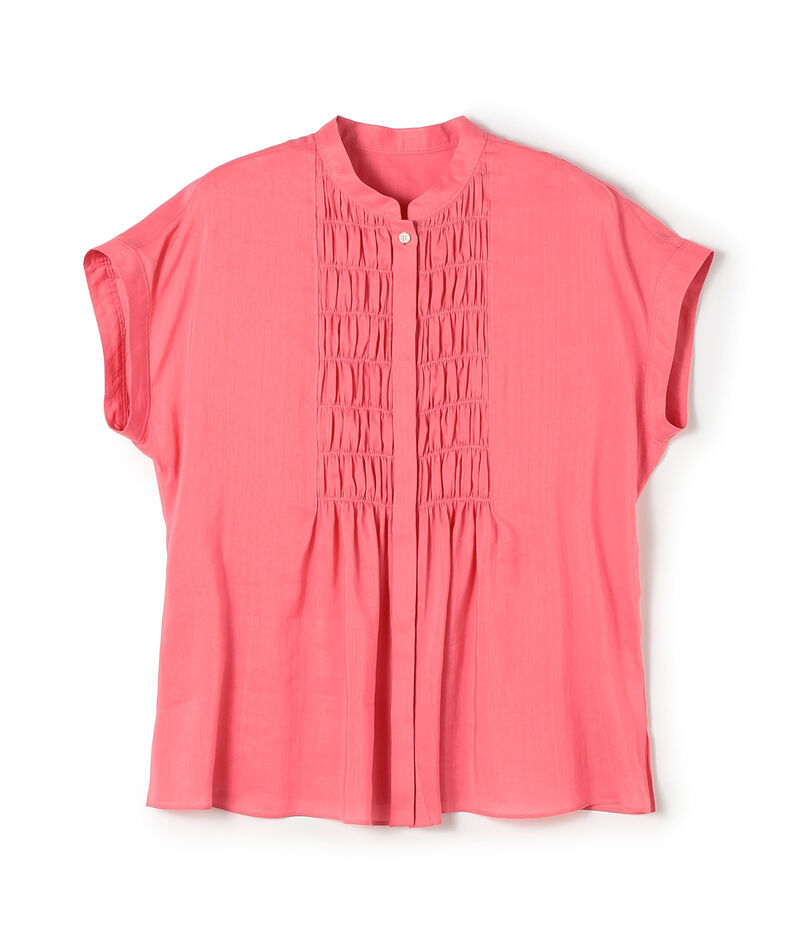 スムースラミー フロントシャーリングブラウス