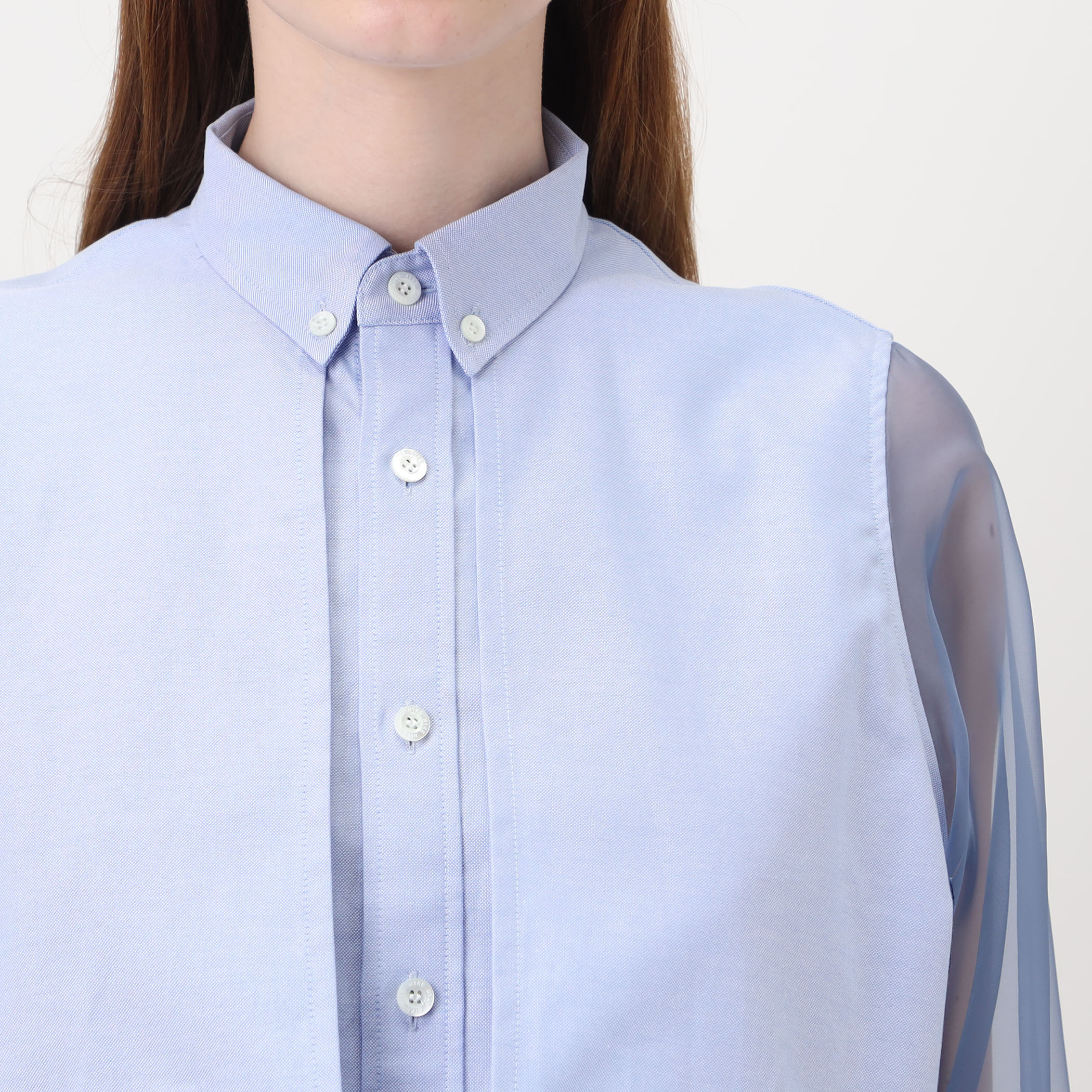HYKE OXFORD SHEER SLEEVE SHIRT シアースリーブシャツ