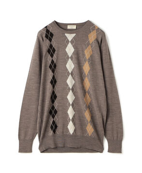 【別注】JOHN SMEDLEY ウール アーガイルクルーネック プルオーバーニット