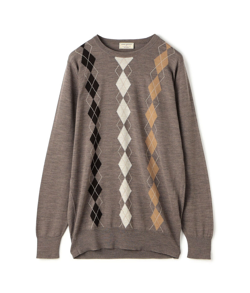 【別注】JOHN SMEDLEY ウール アーガイルクルーネック プルオーバーニット