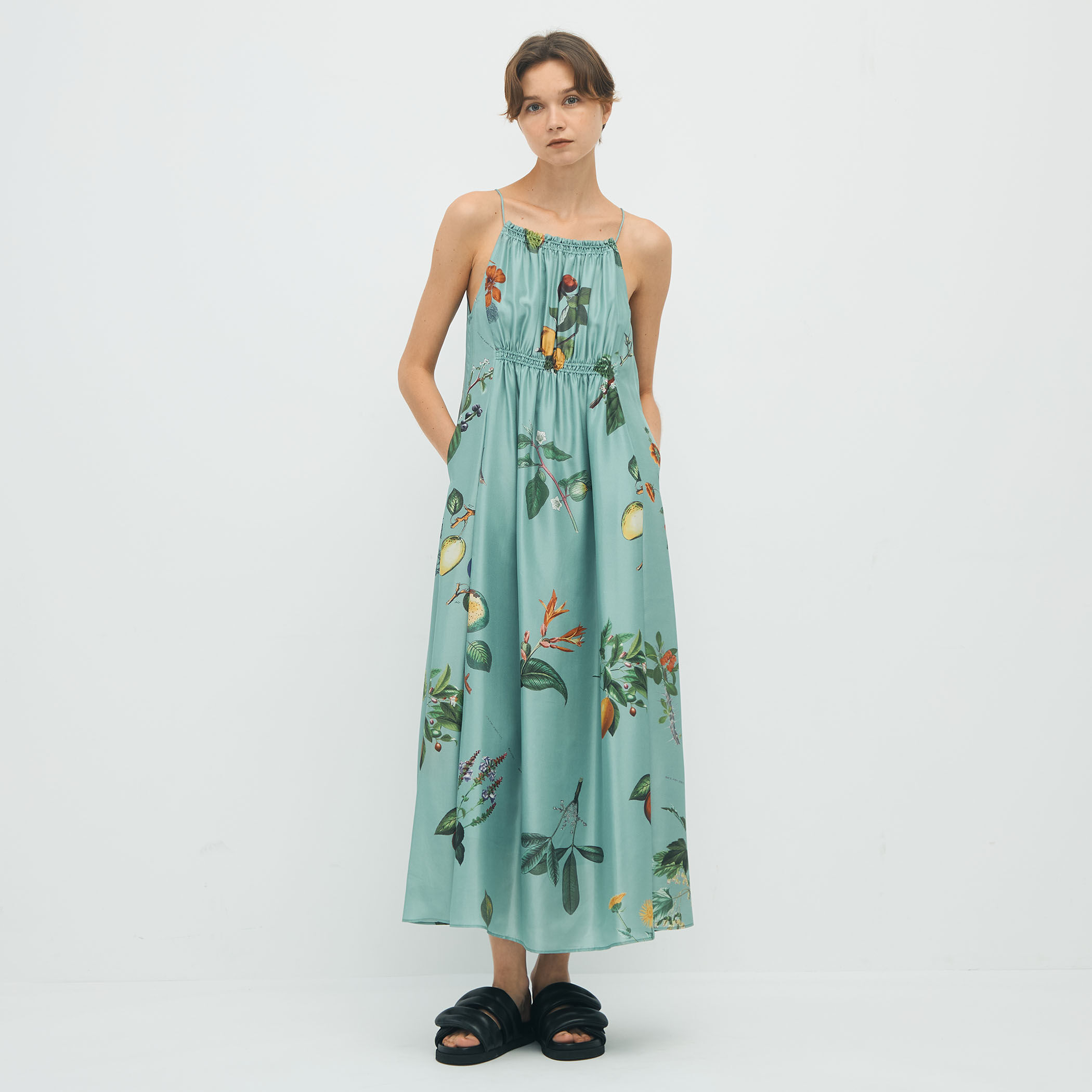 Dolce & Gabbana シルク パームツリー キャミソール ワンピース Dolce & Gabbana シルク パームツリー キャミソール ワンピース
