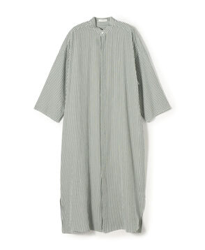 ソフトストライプ スタンドカラーシャツワンピース