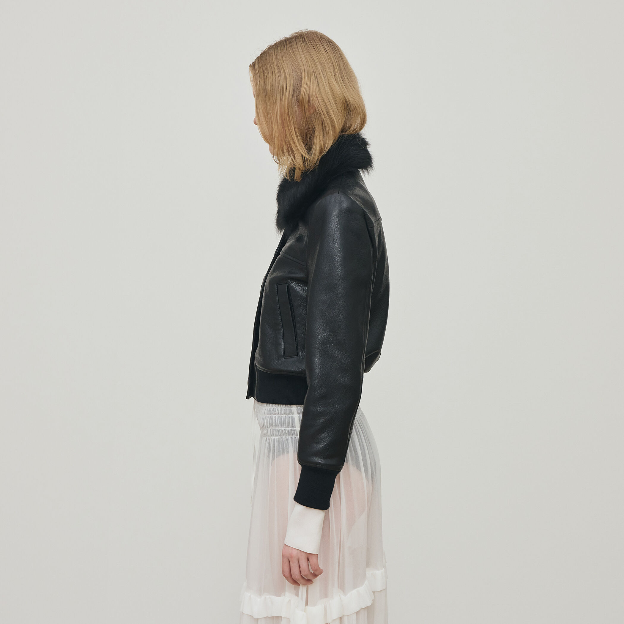 リンクルレザー ムートンカラーブルゾン｜トゥモローランド 公式通販