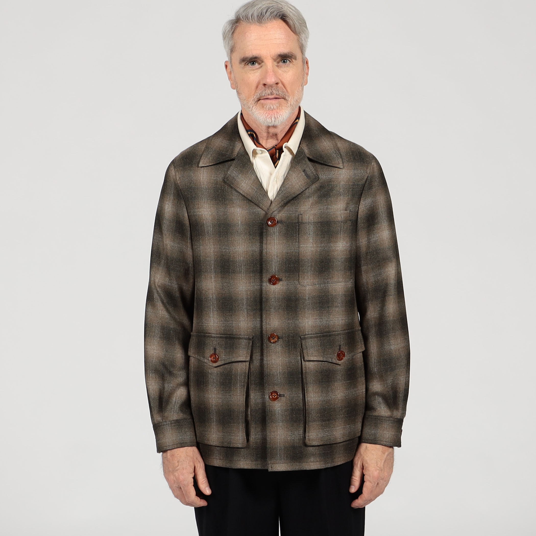 ウールカシミヤシルク ダブルポケット シャツジャケット SILKAIR LORO