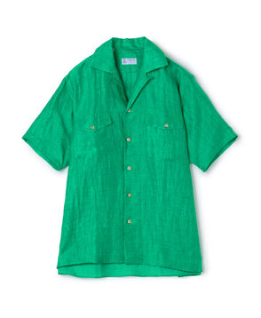 ERRICO FORMICOLA リネンナイロン ダブルポケット オープンカラーシャツ