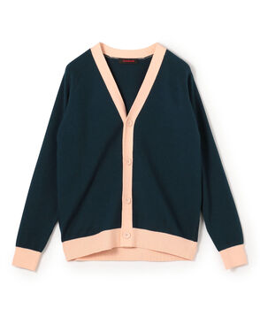 CABaN コットンカシミヤ バイカラーVネックカーディガン