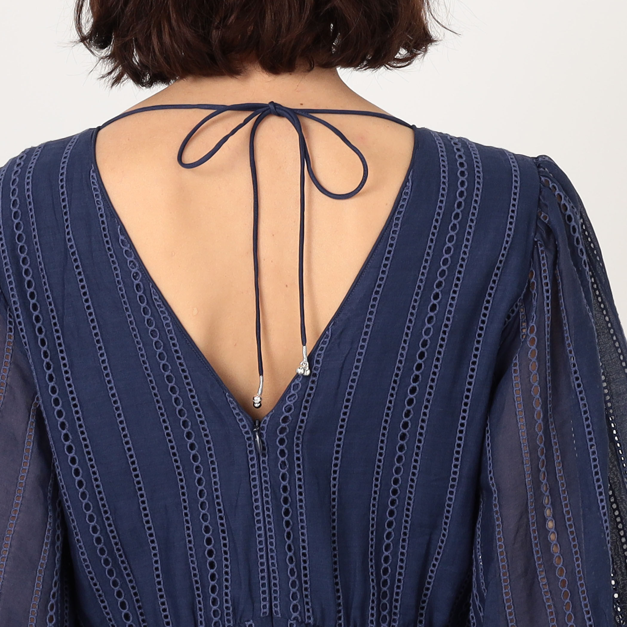 ne Quittez pas Cotton Organza Ladder Cifre Flare ドレス