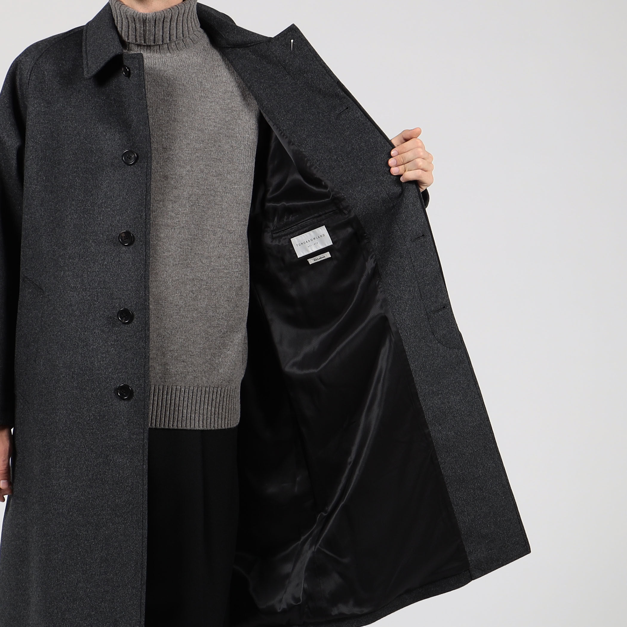 FENDI フェンディ カシミヤ ウール コート ブラック フリンジ M ガウン 