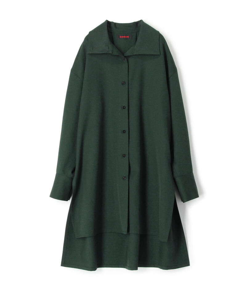 CABaN ウールツイル ハイネックロングシャツ