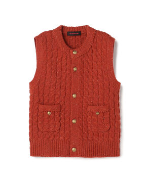 ウールネップ ケーブルニットベスト