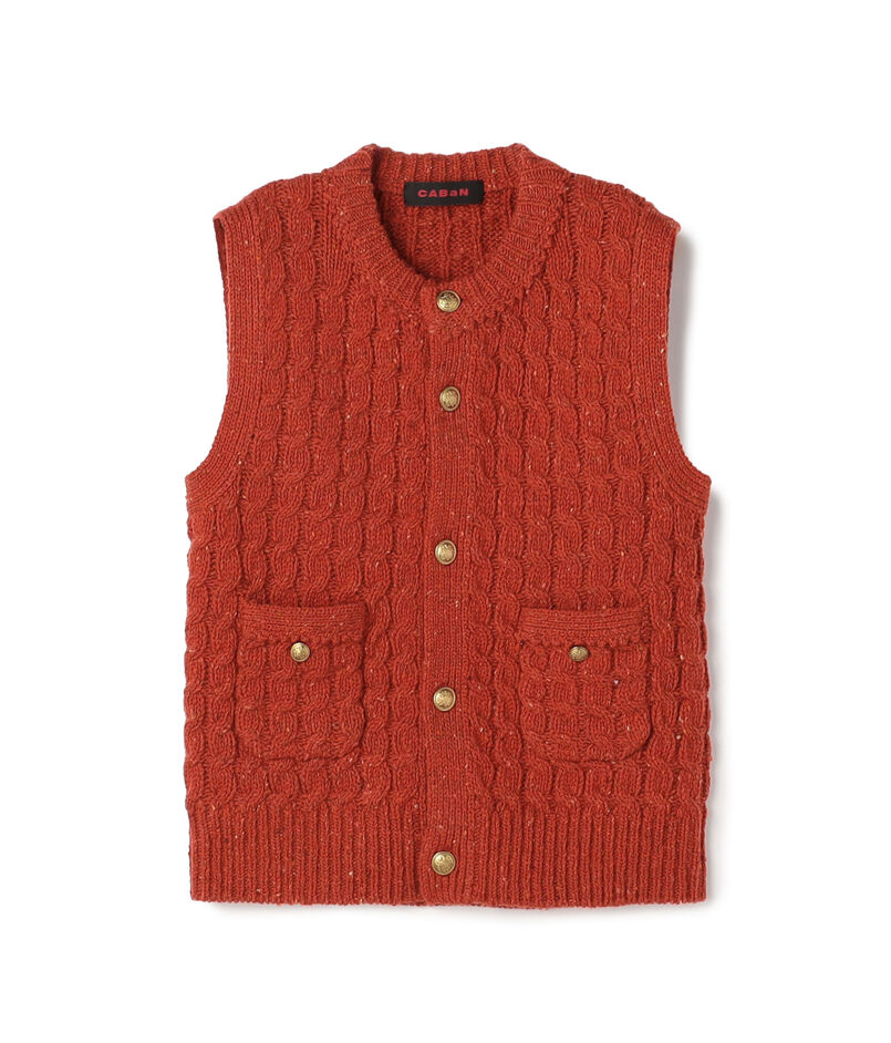 ウールネップ ケーブルニットベスト