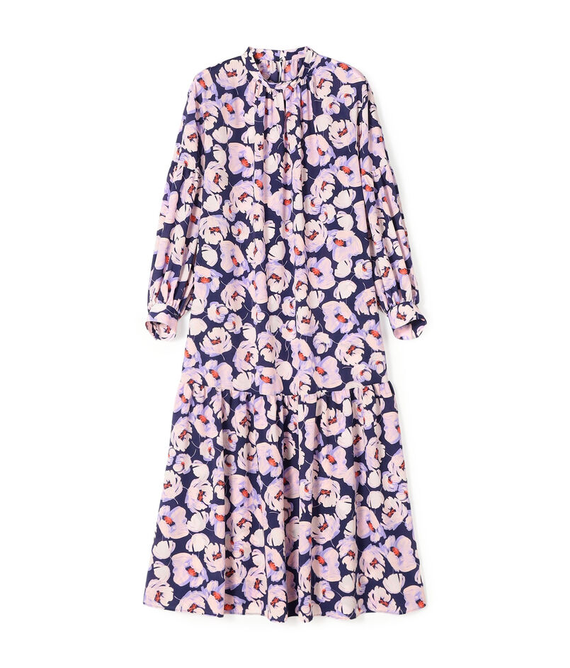 フェザリーフラワープリント ティアードワンピース