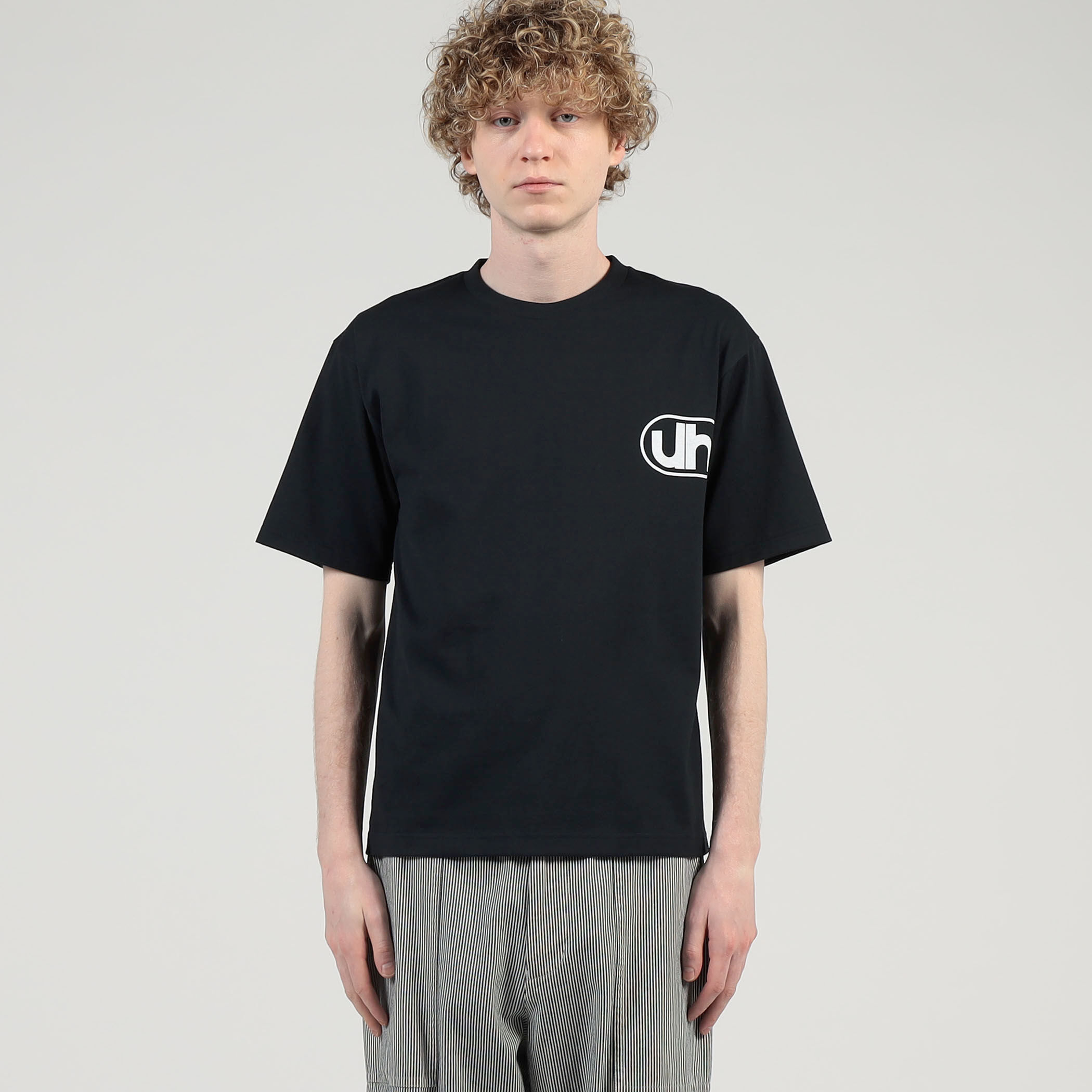 TOMORROWLAND tricot リブライン ニットTシャツ 黒 □TOMORROWLAND tricot リブライン ニットTシャツ