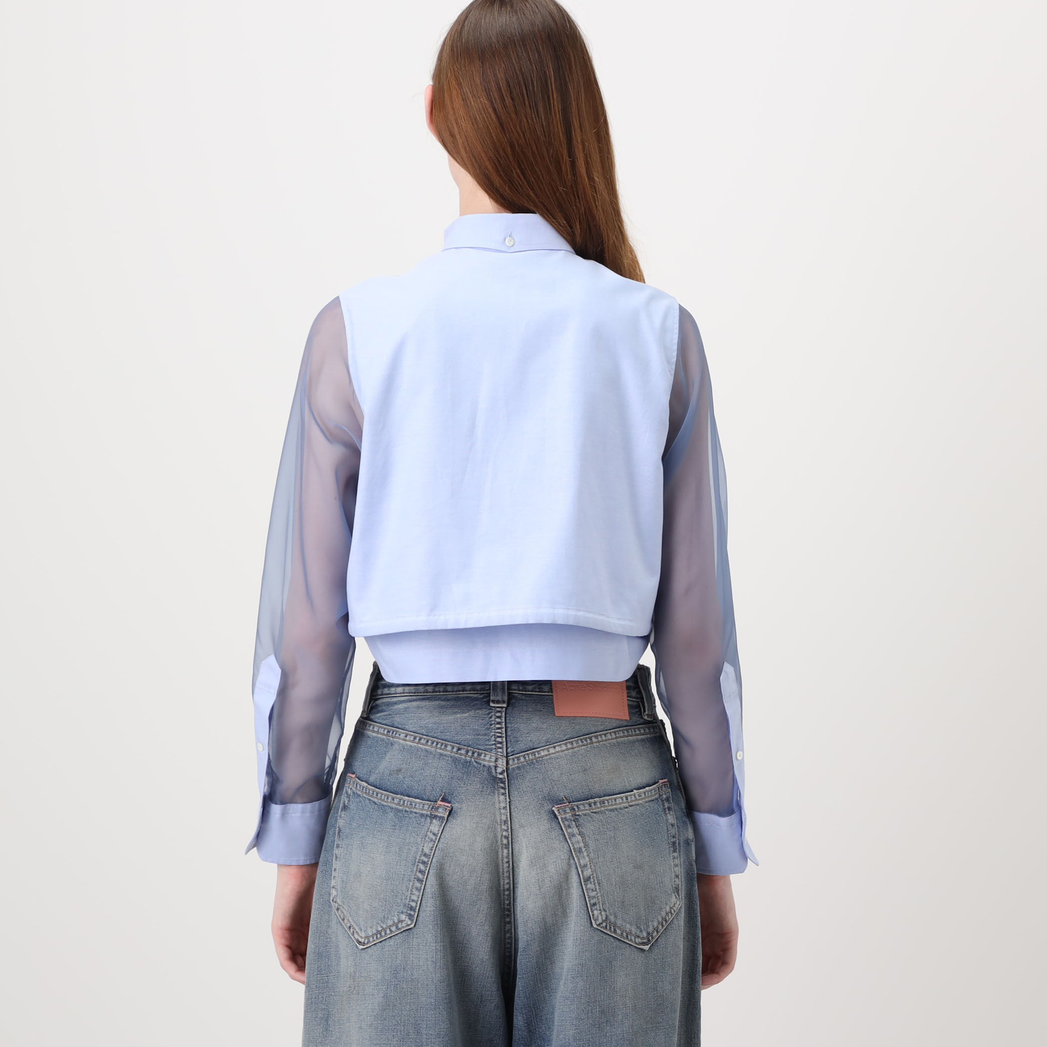 HYKE OXFORD SHEER SLEEVE SHIRT シアースリーブシャツ