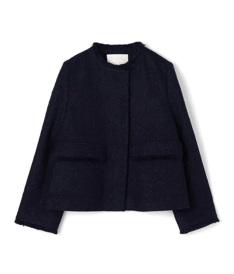 ラメブッチャーツイード セミダブルクルーネックジャケット